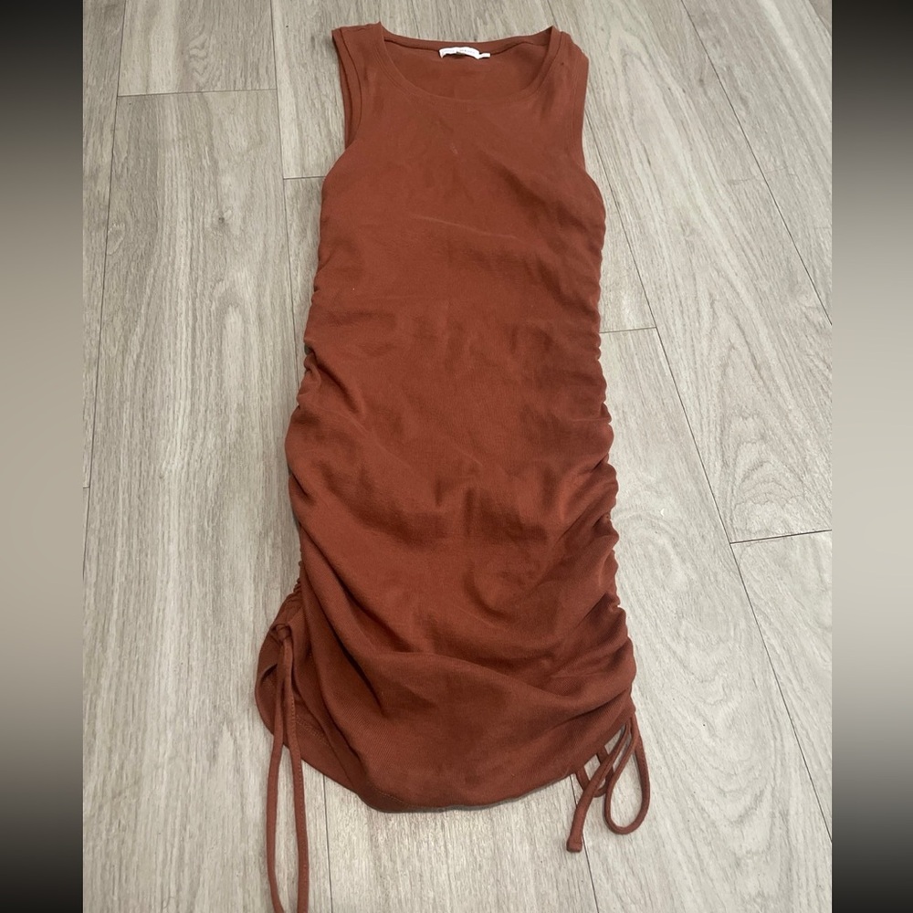 Good American Rust Brown Midi Tank Dress